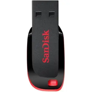 فلش مموری 64 گیگابایت سن دیسک مدل Cruzer Blade CZ50، دارای رابط‌ USB 2.0، سرعت استاندارد انتقال اطلاعات 480 مگابیت بر ثانیه (USB 2.0)