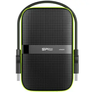 هارد اکسترنال سیلیکون پاور مدل Armor A60، با ظرفیت 1 ترابایت، دارای رابط کابل USB Type-A 3.2، سازگار با ویندوز، مک و لینوکس، مقاوم در برابر ضربه، آب و گرد و غبار، دارای نشانگر LED